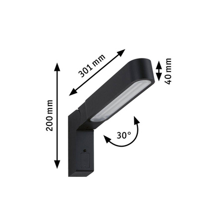 Oprawa elewacyjna ITO pionowy IP44 7W 3000K czujnik PIR + zmierzchu 230V antracyt (PL94549) - PAULMANN