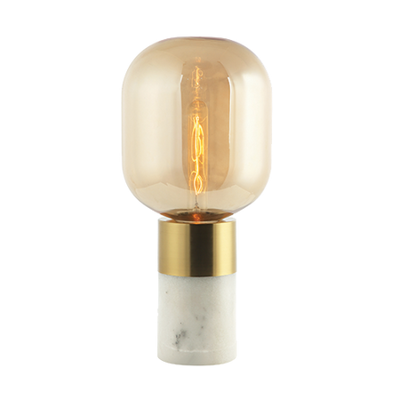 TABLE LAMP E14 MAX 25W GLASS AMBER -BRASS - WHITE COLOR ON OFF SWITCH (20253 Zambelis) - Zambelis