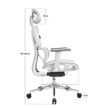Ergonomiczny,regulowany fotel gamingowy Control Pro Biały (LV0657) - LVN SYSTEM