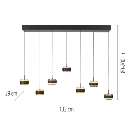 Lampa na pilota, z regulacją światła i wysokości PURE FALLING RINGS  CZARNA (2505-18) - Paul Neuhaus
