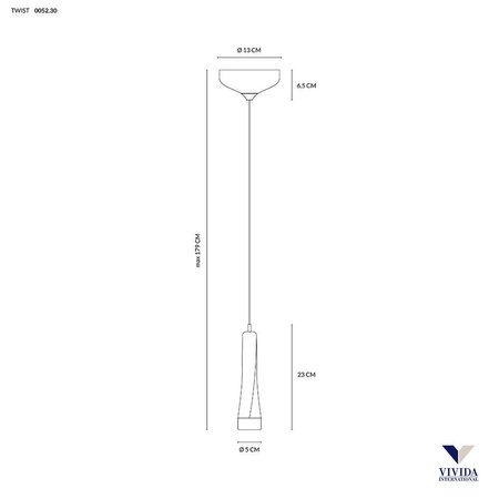 Lampa Wisząca TWIST 1 (0052.30.NE) - Vivida