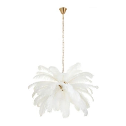 Ekskluzywna lampa wisząca z piórami EMU pióra białe 100 cm (ST-DN127 white) - Step into Design
