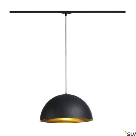 FORCHINI M, lampa wisząca do szyny wysokonapięciowej 1-fazowej, TC-(D,H,T,Q)SE, okrągła, kolor czarny/złoty, Ø 40 cm, z adapterem 1-fazowym czarnym (143932) - SLV