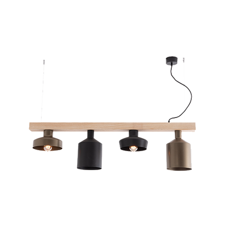 PENDANT LAMP 4XE27 WOOD-BLACK-BRONZE (22213 Zambelis) - Zambelis