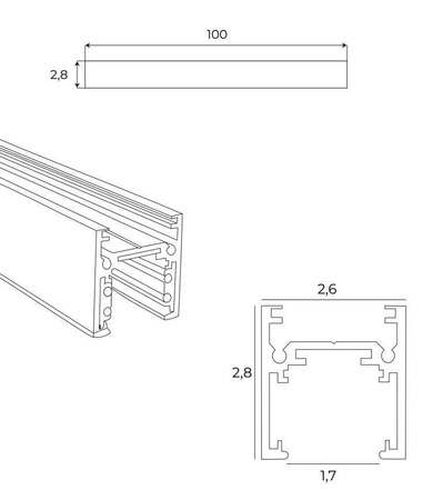MAXLIGHT MT0028 SZYNA MAGNETYCZNA PŁYTKA, NATYNKOWA, 1 METR, BIAŁA