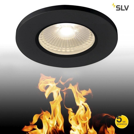 KAMUELA ECO LED ognioodporna sufitowa, do wbudowania, czarna, 3000K, 38°, ściem., IP65