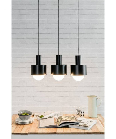 Lampa wisząca Enkel 3 z oplotem poliestrowym czarnym (EN3322P0) - Ummo