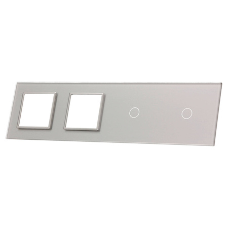 Poczwórny panel szklany srebrny podwójne miejsce na gniazdo + dwa pojedyńcze miejsca na wkład (7011GG-64) LIVOLO