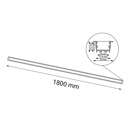 Lampa wpuszczana Hiate Line - Biała (1800 mm) 4000K (1839) - Shilo