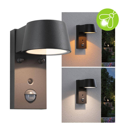 Oprawa elewacyjna CAPEA LED 6W 450lm 2200-3000K czujnik ruchu+zmierzchu IP44 230V antracyt aluminium (PL94714) - PAULMANN