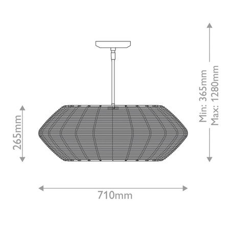 Rattanowa lampa wisząca Luca - 5 źródeł światła - karmelowy beż (QN-LUCA-5P-M-BK-CAM) - Quintiesse