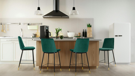 Krzesło barowe DIEGO 65 zielone - welur, podstawa czarno złota (KH1201100123.61.GREE) - King Home