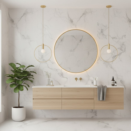 Złota lampa wisząca przy lustrze Bella 40 cm (DP0001A-400R) - Step into Design