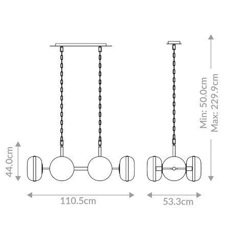 Lampa wyspowa Nottingham - 6 źródeł światła - Antyczny mosiądz (QN-NOTTINGHAM-6LP-AB) - Quintiesse