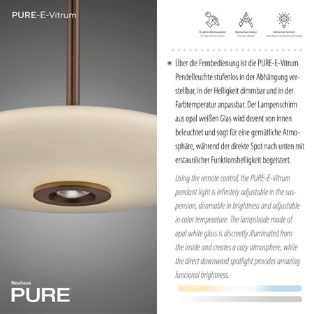 PURE E-VITRUM LAMPA WISZĄCA CIEMNOBRĄZOWY (2084-34) - Paul Neuhaus