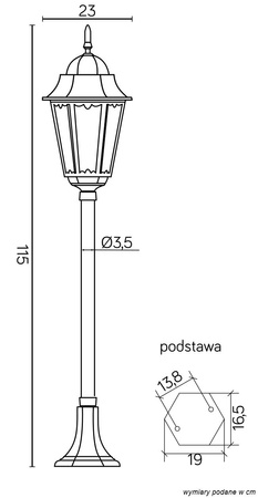 Lampa stojąca zewnętrzna Retro Classic II K 50022 H (K 5002/2/H) - SU-MA