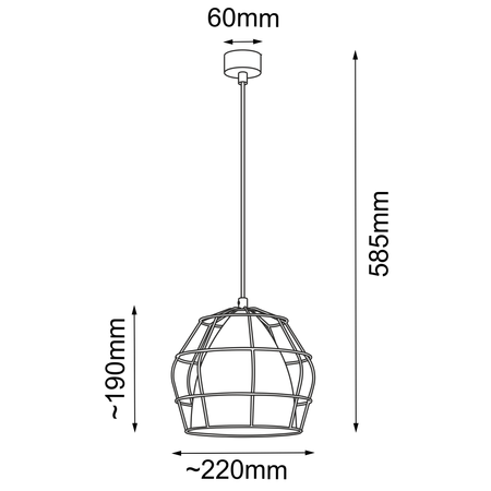 Lampa wisząca Alkana - Czarna-platyna mat (220 mm)   (5022) - Shilo