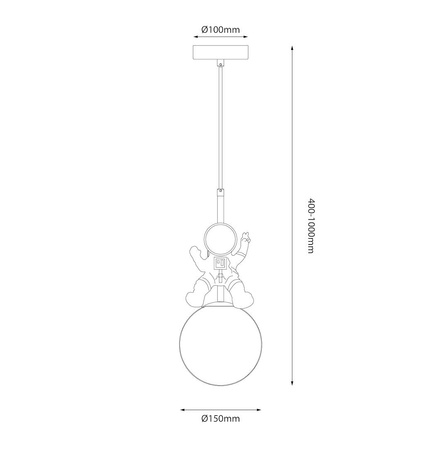 Lampa wisząca do pokoju dziecka Astronauta (ML1721) - Milagro