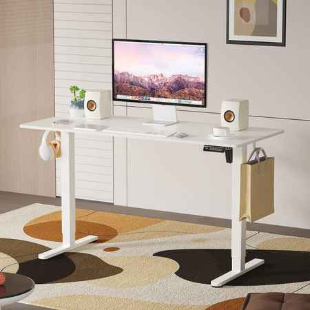 Regulowane biurko gamingowe Control Lite 140 Biały/Biały (LV1716) - LVN SYSTEM