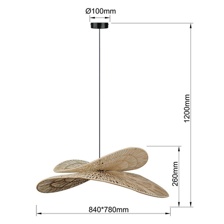 Rattanowa lampa wisząca Raya naturalna 1xE27 (LP-2704/1P NT) - Light Prestige