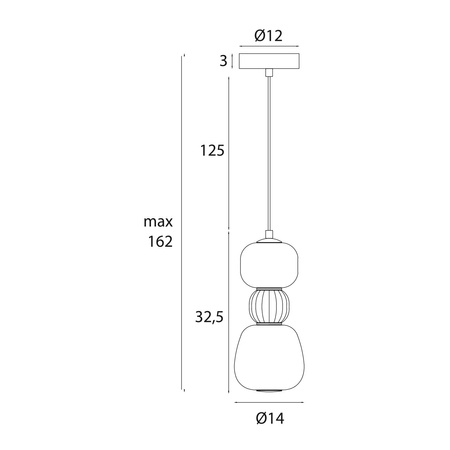 MAXLIGHT P0629 LAMPA WISZACA MODERN 13W, OPAL + DARK GREY
