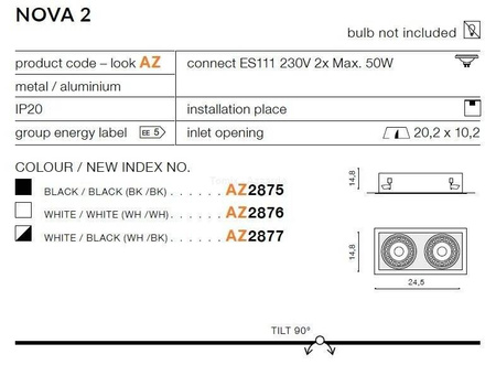 Lampa wpuszczana NOVA 2 white/black (AZ2877) - AZZARDO