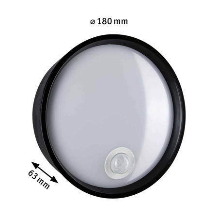 Plafoniera PLATOMO LED 14.5W 1200lm DIM + zmierzchu 180mm okrągła IP44 3000K 230V czarny / tworzywo sztuczne (PL94698) - PAULMANN