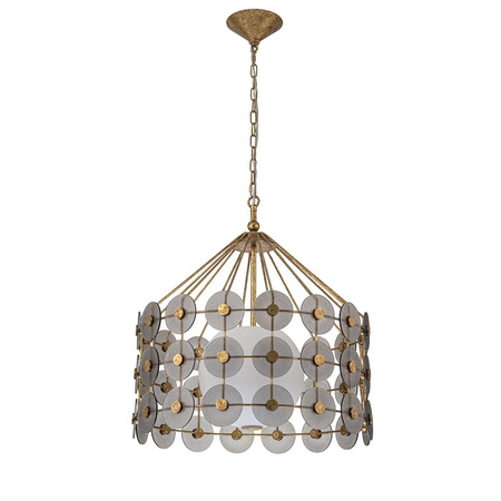 Efektowna lampa wisząca Meridian - 3 źródła światła - Przecierane złoto (QN-MERIDIAN-3P-DG) - Quintiesse