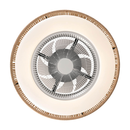 Wentylator sufitowy z metalowymi elementami i sznurkiem konopnym 33W LED (23001 Zambelis) - Zambelis