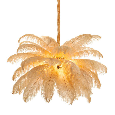 Ekskluzywna lampa wisząca z piórami EMU pióra beżowe 100 cm (ST-DN127 beige) - Step into Design