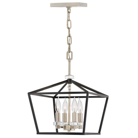 Lampa wisząca/ Półplafon Stinson - 4 źródła światła - Czarna/ Polerowany nikiel (QN-STINSON-4P-M-BK) - Quintiesse