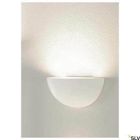 PLASTRA 101, lampa ścienna, C35, półokrągła, biały gips, maks. 40 W (148013) - SLV