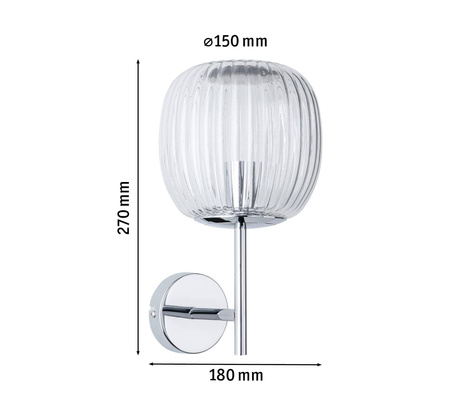 Kinkiet ścienny łazienkowy RUYA E14 max.20W IP44 230V chrom / szkło (PL71140) - PAULMANN