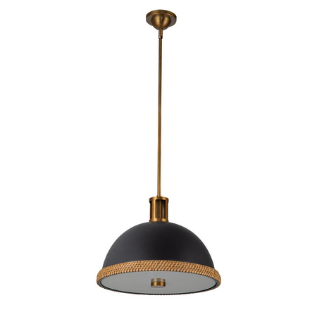 Pojedyncza lampa nad stół Doral  Matowa czerń, vintage mosiądz (QN-DORAL-P-M-BK) - Quintiesse