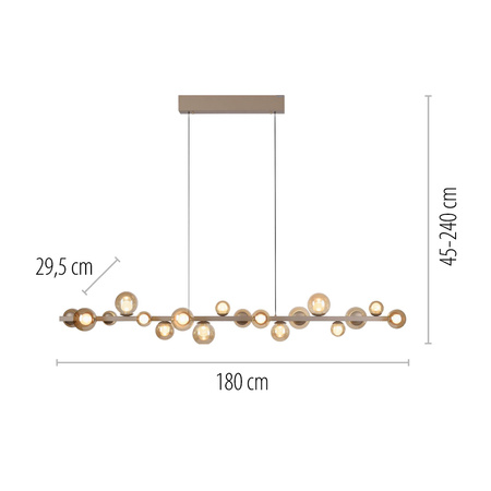 Lampa wisząca z płynną regulacją wysokości PURE E-POPUP 180cm BRĄZOWA (2558-97) - Paul Neuhaus