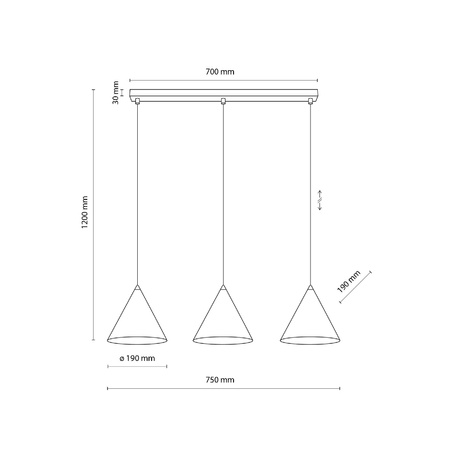 CONO BLACK LAMPA WISZĄCA 3 S LISTWA (10068) - TK Lighting