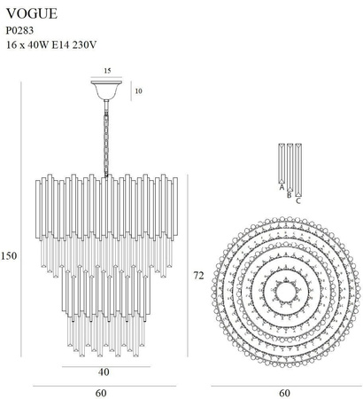 Lampa wisząca VOGUE 2 (P0283 MAXlight) - żyrandol