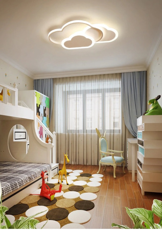 LAMPA DZIECIĘCA LED SUFIT BIAŁE CHMURKI 58W + PILOT DL-I03 - DomenoLED