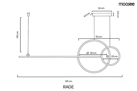 MOOSEE lampa wisząca RAGE złota (MSE1501100555) - Moosee