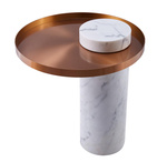 Stolik kawowy COLUMN marmurowy biały miedziany 55 cm (DP-FA1 white copper) - Moos Home