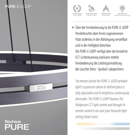 PURE E-LOOP LAMPA WISZĄCA SZARY (2551-15) - Paul Neuhaus