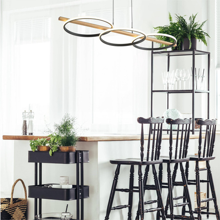 Lampa wisząca ALMERIA czarna-drewno (MD3913-3-3BWLT) - Zuma Line