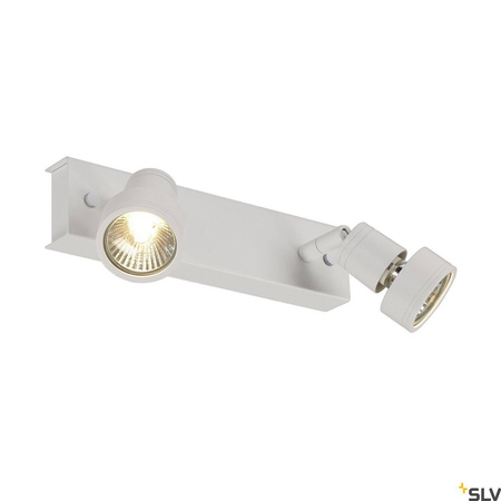 PURI 2, lampa ścienna i sufitowa, dwupunktowa, QPAR51, kolor biały matowy, maks. 100 W, z pierścieniem dekoracyjnym (147371) - SLV
