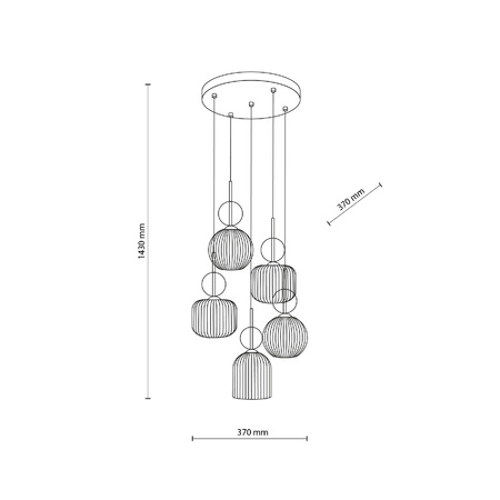 SOPHIA COGNAC LAMPA WISZACA 5XE14 (11043) - TK Lighting