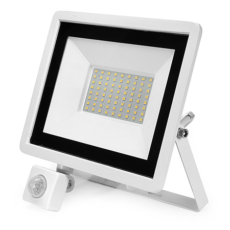 NAŚWIETLACZ Z CZUJNIKIEM RUCHU BIAŁY 50W NEUTRALNY 4000K - Syntron