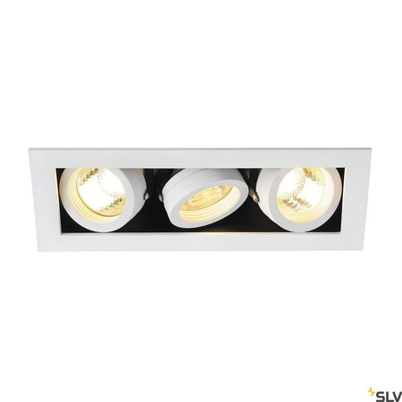 KADUX 3, lampa wpuszczana, trzypunktowa, QPAR51, prostokątna, biała matowa, maks. 150W, ze sprężynami zaciskowymi (115531) - SLV