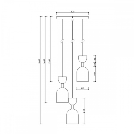 SUPURU 3P czarna lampa wisząca / plafon (SUP322P3) - Ummo