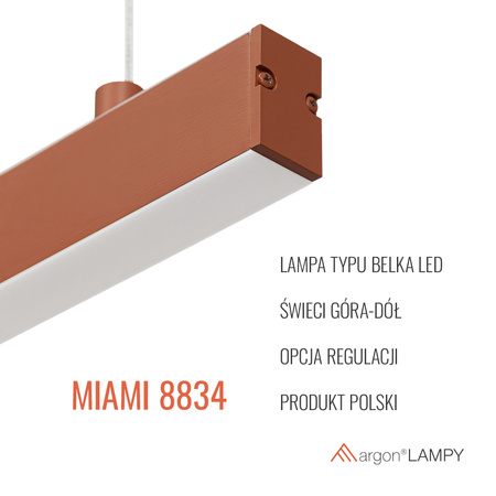 Lampa wisząca led pojedyczna, świecącą góra-dół MIAMI (8834) - Argon