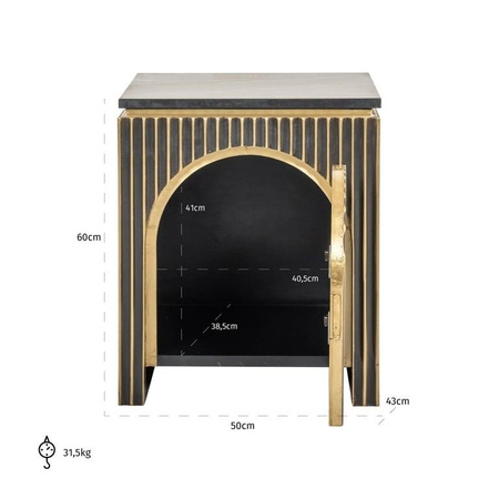 RICHMOND szafka nocna LES ARCS -          szczotkowane złoto, mosiądz, marmur, MDF (8873) - Richmond Interiors