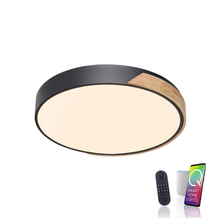 Q-BILA LAMPA SUFITOWA CZARNY/DREWNO (6071-18) - Paul Neuhaus